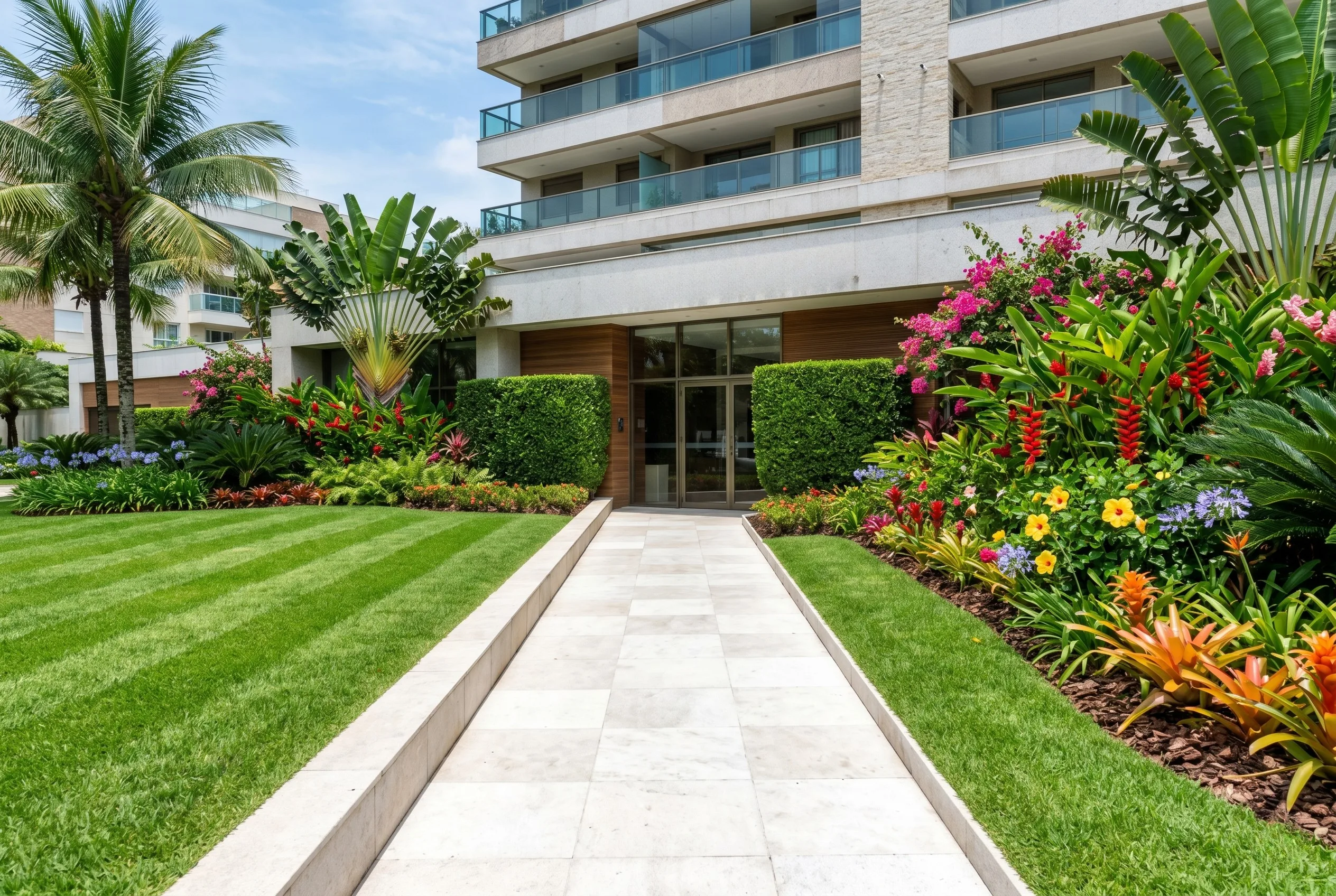 Resultado final de paisagismo e jardinagem em condomínio residencial pelo Grupo RB em Sorocaba